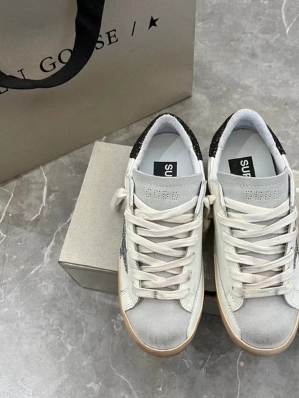 Golden Goose White Sneakers with Glittery Star - Picture 5 of 6